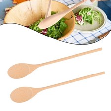 Juego de utensilios de cocina de madera cucharas de mango largo para agitar y servir 2 piezas
