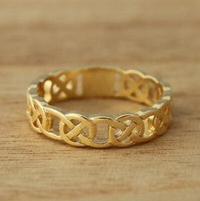 Anillo de nudo celta/banda de plata esterlina 925 real enchapado en oro amarillo en banda real