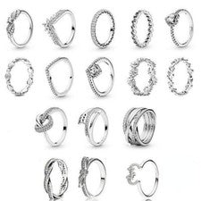 Anillos Plata de Ley 925 Genuinos Infinito Flor Brillante Princesa Corazón Mujer