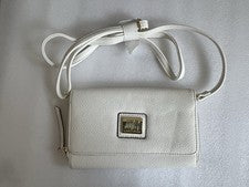 Nuevo Juicy Couture Mujer’s Bandolera Hombro Cuero Blanco Cartera Logo Dorado