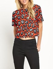 Camiseta corta para mujer con estampado de animales y manga corta a la moda ADORABLE
