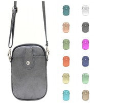 Bolso Bandolera Mini Bolso Bandolera Cuero Metálico Damas Bolsillo Frontal Botón Teléfono 5015M