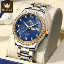Relojes de pulsera de cuarzo impermeables de negocios con diamantes dorados de lujo para hombre OLEVS