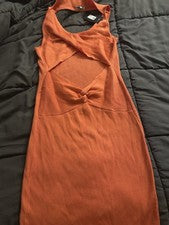 Mini Vestido para Mujer FashionNova Tejido en Coral Naranja Talla XL
