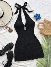 Vestido Mujer Casual Negro para Bodas Playa