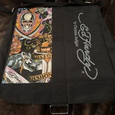 NUEVO Bolso Mensajero Ed Hardy Negro Calavera Tatuaje Gráfico Y2K Christian Audigier
