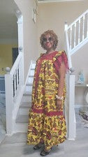 Vestido de sol de mujer africana con un precioso cuello talla 08,10,12,14