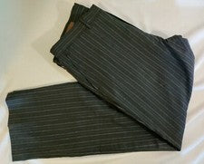 Hombres Perry Ellis Negro Rayas Poliéster Viscosa Frente Plano Vestido Pantalón 36x31 Nuevo sin Etiquetas