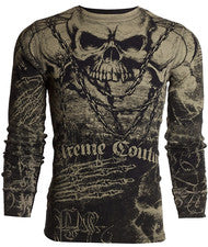 Camisa térmica para hombre Xtreme Couture by Affliction calavera asesina motociclista negra
