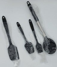 Utensilios de cocina de 4 piezas de acero inoxidable/goma (nuevos en plástico) más largos 12,5"