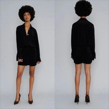 NUEVO SIN ETIQUETAS LE SUPERBE Vestido Rosa Jardín Mini Acanalado Talla M Mujer Negro Tejido MRSP $525