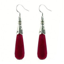 Pendientes Rubí Plata de Ley 925 - Pendientes Forma Gota Mujer Joyería A003