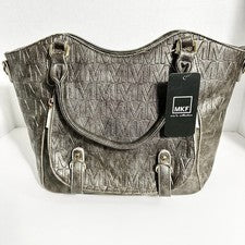 Bolso de Mano Mujer MKF by Mia K Collection Siena, Marrón Claro Metálico Tonos Dorados