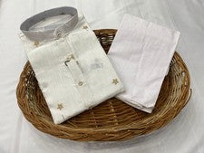 Conjunto de pijama kurta tradicional para hombre hermoso boda blanco con tira granate