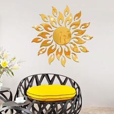 Pegatinas de pared acrílicas con espejos de girasol duraderas doradas 3D decoración del hogar