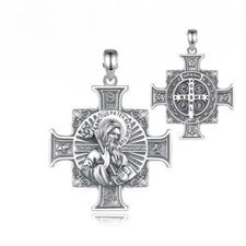Collar de plata de ley 925 de dos caras de San Benito