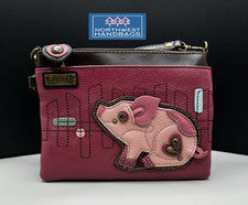 MINI BOLSO BANDOLERA CORAZÓN CERDO GRANJA ROSA CHALA