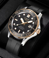 Montre pour Homme à quartz, avec date - Couleur Bicolore Noire/Or
