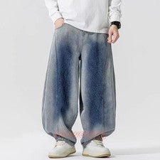 Pantalones rectos holgados de mezclilla retro para hombre Pantalones de mezclilla pierna ancha Moda Informal Hip Hop Pan