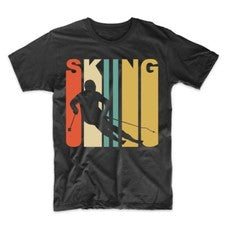 Camiseta vintage retro estilo años 70 esquí esquiador deportes invierno