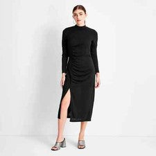 Vestido para mujer Future Collective manga larga cuello falso abertura lateral acanalada talla XS