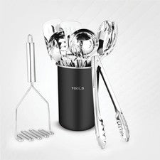 Juego de herramientas de cocina de acero inoxidable de 10 piezas de alta resistencia - fácil de limpiar, espacio