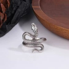Anillo de serpiente para mujer de plata de ley 925 talla única tendencia