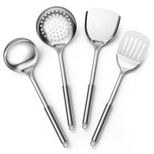 Juego de 4 utensilios de cocina de acero inoxidable para artículos esenciales de cocina casera