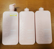 3 botellas: acondicionador suave MONDAY HAIRCARE 27 oz. ea. BOMBAS DAMG (4579) - 8C