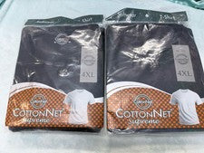 CottonNet Supreme Camiseta Cuello Redondo Manga Corta Talla 4XL Camisa Negra Paquete de 2