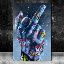 Carteles de arte callejero gesto dedo medio lienzo pintura graffiti arte decoración del hogar