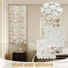 Pegatina de pared de fondo de azulejo redondo de mosaico natural concha decoración artística del hogar