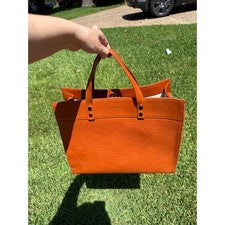 Bolso de Mano Bandolera Mark & Graham Essential de Cuero Naranja con Monograma