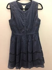 Vestido para mujer Esley azul marino diseño a rayas sin mangas con botones línea A talla S*