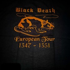 Camiseta de concierto parodia Black Death “European Tour 1347-1351”