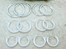 Sencillos pendientes criollos 2 uds 925 plata real grosor 3 mm Ø 16 18 20 25 30 mm