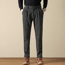 Moda Hombres Informales Pantalones Sueltos Rectos Pantalones de Lana Ligeros Negocios Trabajo Pantalones