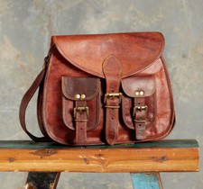 Bolso bandolera grande para mujer de 13" bolso bandolera de cuero vintage rea...
