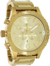 Reloj analógico Nixon A083-502 para hombre cronógrafo tono dorado acero inoxi...