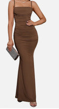 NUEVO CON ETIQUETAS~EYNMIN Maxi Vestido Para Mujer Sin Mangas Bodycon Espagueti Talla PEQUEÑO Acanalado