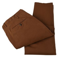 Pantalones chinos PT TORINO marrón ajustado algodón elástico sarga frente plano 54 nuevos con etiquetas