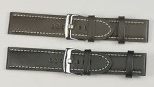 Correa de reloj para hombre GRULO LISO costuras blancas cuero negro marrón 18mm - 24mm