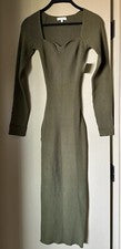 Maxi Vestido Boutique Mujer Moda Verde Oliva Manga Larga