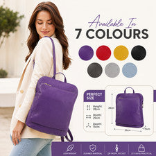 Mochila de Cuero Genuino Bolso de Mano Damas Hecho en Italia Bolso de Hombro Bolsillo con Cremallera