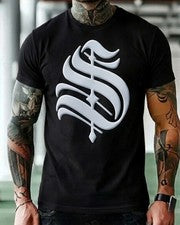 Camiseta Para Hombre Diseño Hinchado Gráfico en Blanco Logo Moda Lujo Camiseta Hinchada