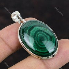 Colgante de piedras preciosas de malaquita rusa natural plata de ley 925 joyería india
