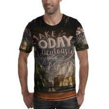 Nueva camiseta para hombre Make Today ridículamente increíble estampado completo poliéster