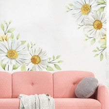 Calcomanías adhesivas de fondo de pared calcomanías florales para pegatinas de flores de dormitorio