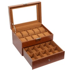 Caja de reloj Uten 20 ranuras estuche de reloj cuero PU joyería almacenamiento vitrina regalo