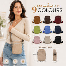 Bolso Bandolera Pequeño Damas Triple Cremallera Compartimentos Correa Ancha 9 Colores